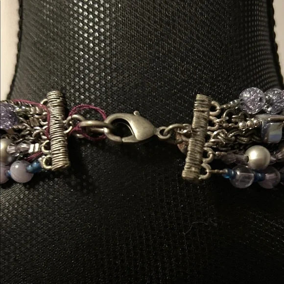 Elegant Multi-Layered Silver and purple layered Necklace - Picture 5 of 5